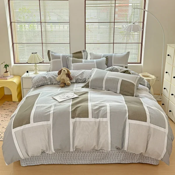 3pcs Dark Blue Striped Style Duvet Cover Set for Boy Geometric Pattern Luxury Hotel Room Decor 100% Cotton Skin-friendly Bedding - Image 21