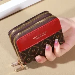 RFID Protection Mini Wallet - Chic Faux Leather with Double Zipper, Multiple Card Slots & Slip Pocket, Compact Classic Clutch