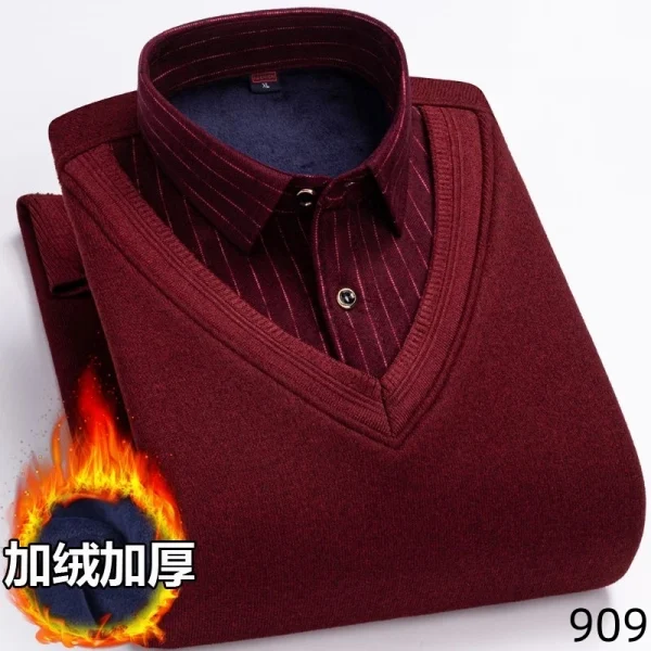 2026 Men's Winter Warm Shirts Thickened Fake Two-piece Shirts Male High-quality Shirts Men's Warm Clothes Shirt Pullovers Tops - Image 23