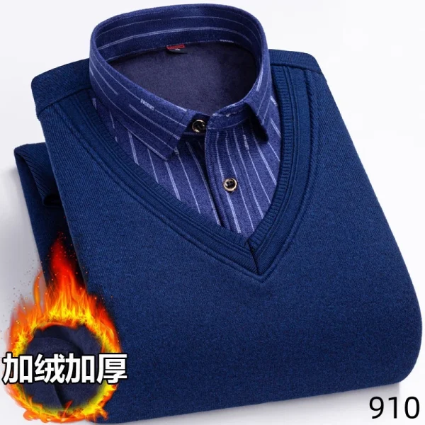 2026 Men's Winter Warm Shirts Thickened Fake Two-piece Shirts Male High-quality Shirts Men's Warm Clothes Shirt Pullovers Tops - Image 28
