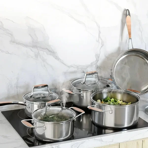 Cookware Set with 10 Pieces Including Fry Pan - Image 7