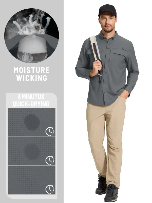 Men's Tactical Long Sleeve UPF Sun Protection Shirt - Image 28