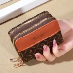 RFID Protection Mini Wallet - Chic Faux Leather with Double Zipper, Multiple Card Slots & Slip Pocket, Compact Classic Clutch - Image 23