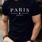 Men's Loose Paris Creative Letter Print T-shirt
