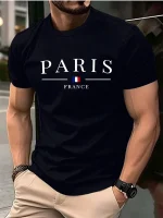 Men's Loose Paris Creative Letter Print T-shirt