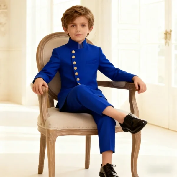 Boys' Vibrant Blue 2-Piece Suit ​A sharp, eye-catching - Image 2