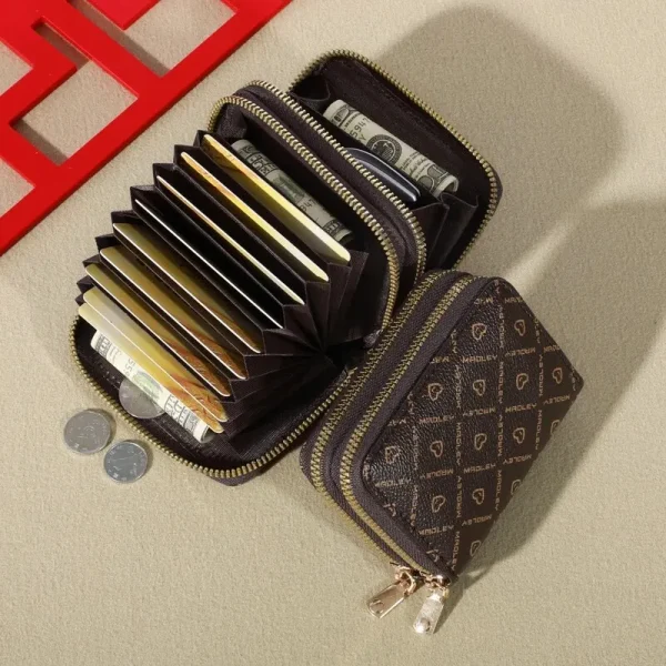 Womens Credit Card Wallet, Large Capacity Multi Card Case Wallet With ID Window, Zipper Card Cases Holder - Image 3