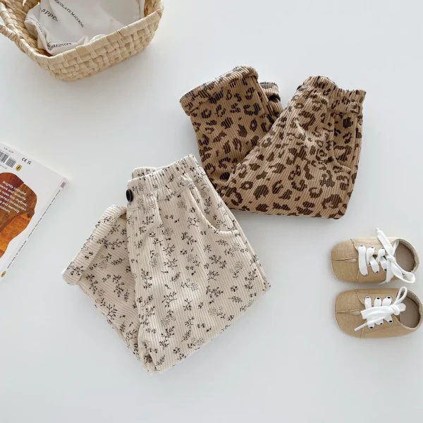 Fleece-Lined Floral Corduroy Trousers - Image 4