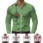 Mens Casual Shirts Long Sleeve Ethnic Style - Image 9