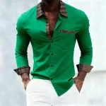 Men's shirt with plaid collar, trendy printed shirt, stylish and casual slim-fit long-sleeved shirt, suitable for everyday wear. - Image 19