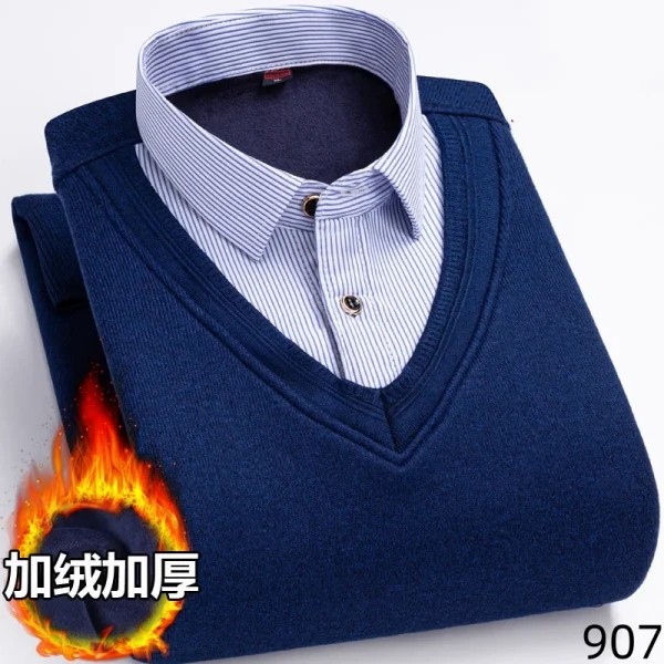 2026 Men's Winter Warm Shirts Thickened Fake Two-piece Shirts Male High-quality Shirts Men's Warm Clothes Shirt Pullovers Tops - Image 27