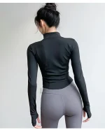 Women's Slim Fit Lightweight JacketsWomen's Full Zip-up Yoga Sports RunningJacket with Thumb Holes for Workout Sun Protection - Image 33