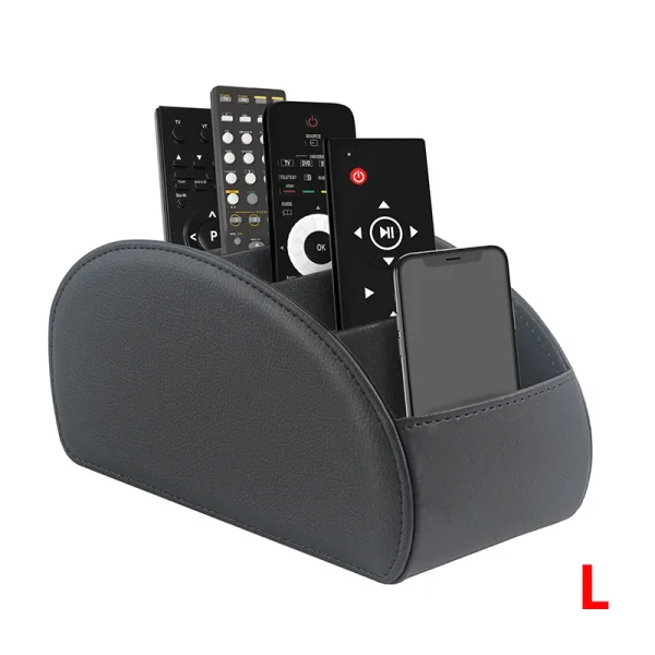 LMETJMA Remote Control Holder with 5 Compartments PU Leather TV Remote Caddy Storage Box Organizer Tray Desktop Organizer - Image 12