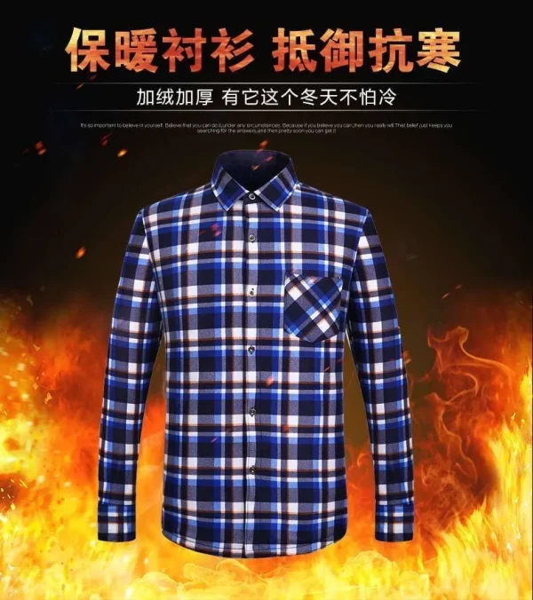 2025 Men's Winter Warm Long Sleeve Plaid Shirts Flannel Fur Lined Thick Formal Shirts Fleece Casual Shirt for Men Dress Shirts - Image 24