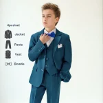 Boys' High-End Forest Green 4-Piece Suit Set - Image 11
