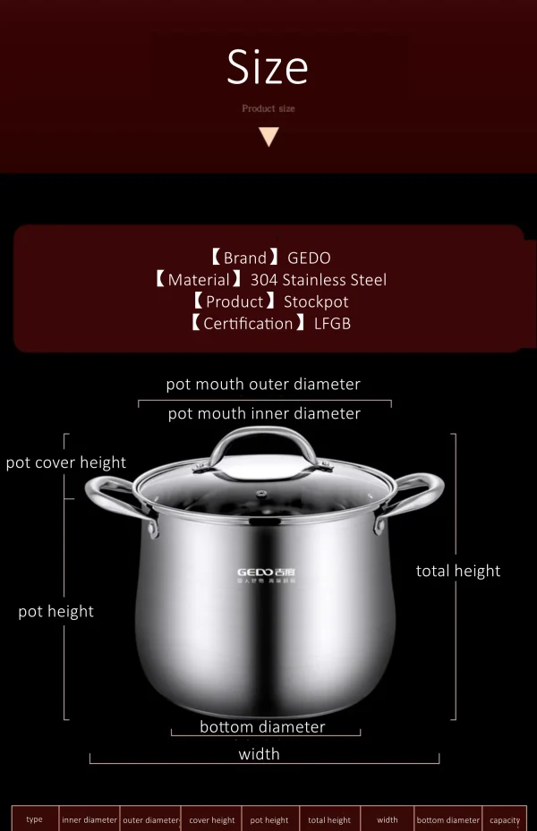 GEDO LFGB 304 Stainless Steel Stewing Pot - Image 32