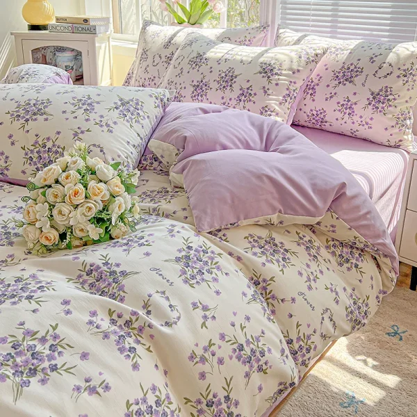 1pc Purple Lavender Printed Duvet Cover Single/Queen/King Size Quilt Cover for Double Bed Flower housse de couette220x240cm - Image 3