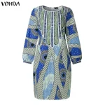 Vonda Plus Size Bohemian Print Long Sleeve Midi Dress - Image 5