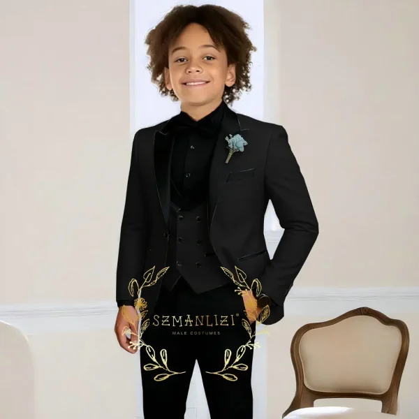 Boys' 3-Piece Slim Fit Wedding Tuxedo - Image 20