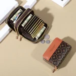 RFID Protection Mini Wallet - Chic Faux Leather with Double Zipper, Multiple Card Slots & Slip Pocket, Compact Classic Clutch - Image 18