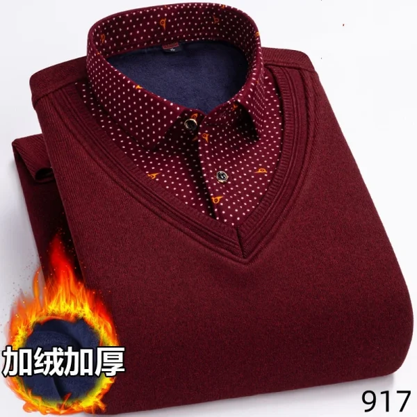 2026 Men's Winter Warm Shirts Thickened Fake Two-piece Shirts Male High-quality Shirts Men's Warm Clothes Shirt Pullovers Tops - Image 12