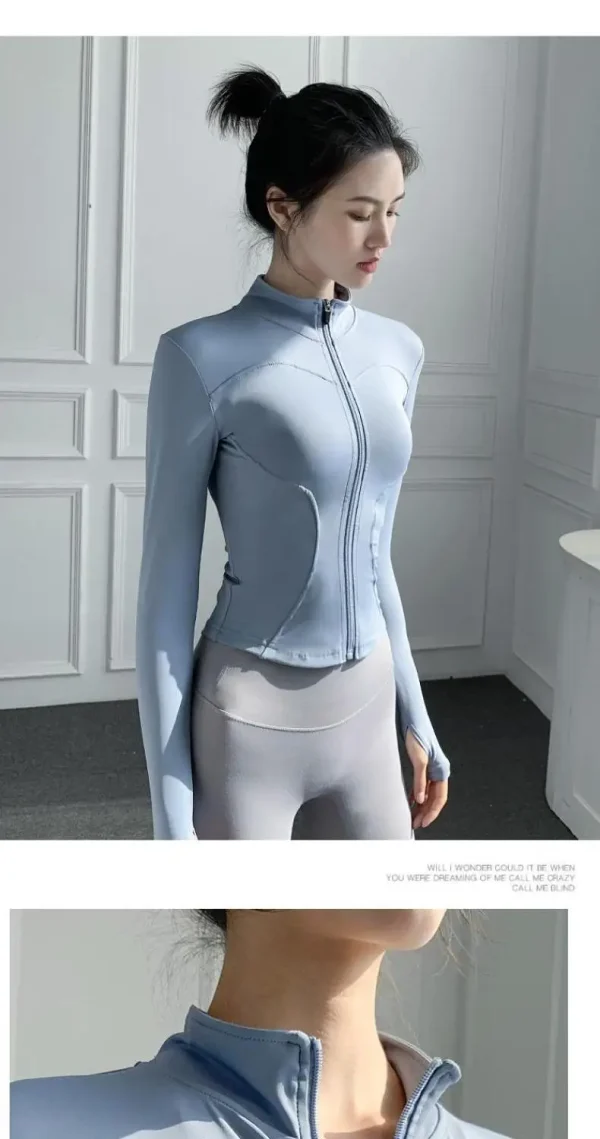 Women's Slim Fit Lightweight JacketsWomen's Full Zip-up Yoga Sports RunningJacket with Thumb Holes for Workout Sun Protection - Image 38