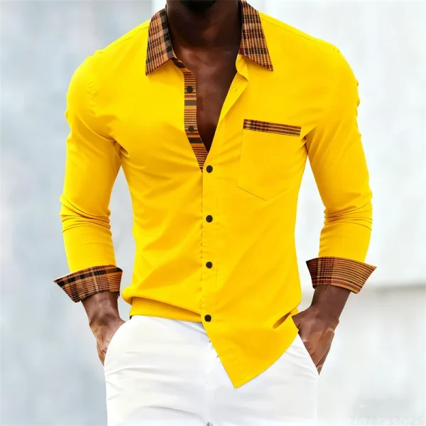 Men's shirt with plaid collar, trendy printed shirt, stylish and casual slim-fit long-sleeved shirt, suitable for everyday wear. - Image 18