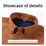 Men's Large Size Corduroy Fleece Warm Plaid Classic Style - Image 29