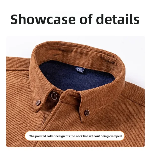 Men's Large Size Corduroy Fleece Warm Plaid Classic Style - Image 29