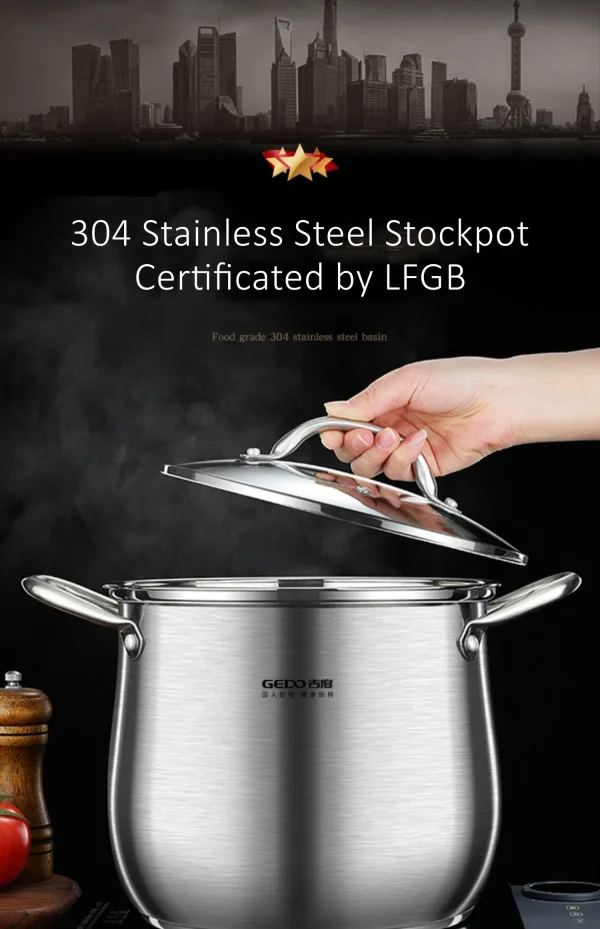 GEDO LFGB 304 Stainless Steel Stewing Pot - Image 9