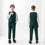 Boys' High-End Forest Green 4-Piece Suit Set - Image 5