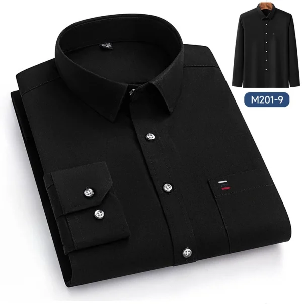Luxury cotton single pocket long-sleeve shirts for men Smart Casual business regular fit shirt designer vintage black clothes - Image 36