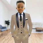 Boys' 3-Piece Navy Blue Shawl Lapel Tuxedo - Image 4