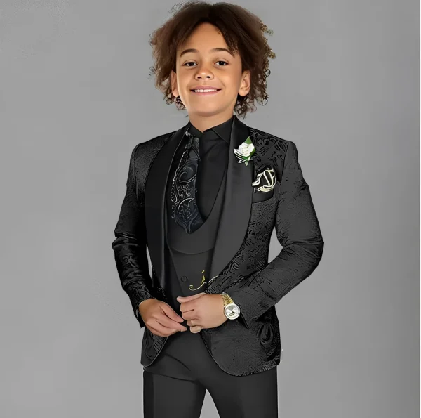 Boys' 3-Piece Jacquard Tuxedo Set - Image 6