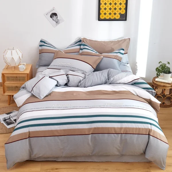 3pcs Dark Blue Striped Style Duvet Cover Set for Boy Geometric Pattern Luxury Hotel Room Decor 100% Cotton Skin-friendly Bedding - Image 51