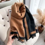 New Warm Luxury Cashmere Scarf Women Plain color Fashion Shawl and Wraps Ladies Blanket Foulard Winter Pashmina Bandana Bufanda - Image 2