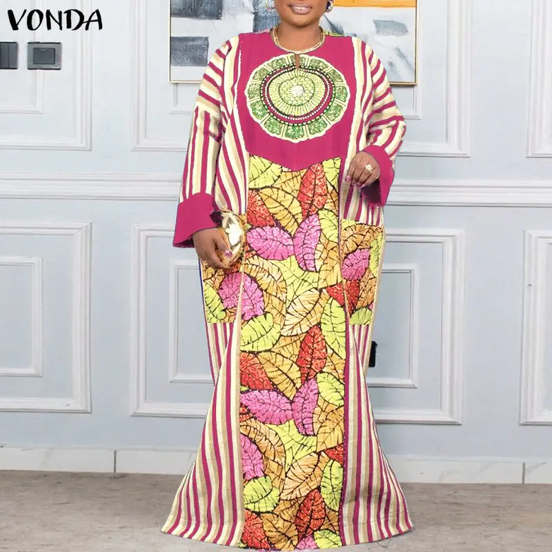 S7776c8894c4c4665a823d8740b5fbdc2f.webp Plus Size 5XL VONDA Women Maxi Robe Bohemian Long Sleeve Floral Print Long Sundress Oversized Party Vestido Fashion Casual Dress - Image 1