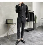 ( Jacket + Vest + Pants ) High-end Brand Boutique Fashion Solid Color Mens Casual Business Suit 3Piece Set Groom Wedding Dress - Image 29