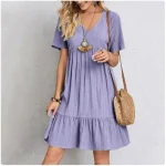 Women Summer Loose Waist Ruffle Fit Flare Dresses - Image 3