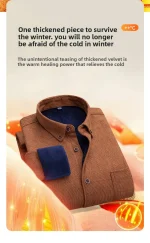 Men's Large Size Corduroy Fleece Warm Plaid Classic Style - Image 19