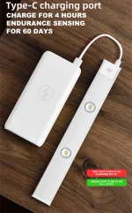 White/Black LED Cabinet Light USB Rechargeable Motion Sensor LED Light for Kitchen Wardrobe Cabinet Lighting 20CM/30CM/40CM/50CM - Image 21