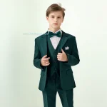 Boys' High-End Forest Green 4-Piece Suit Set - Image 19