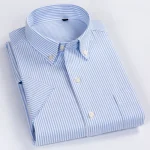 Plaid Checkered Short Sleeve 100% Cotton Shirt Button - Image 13