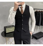 ( Jacket + Vest + Pants ) High-end Brand Boutique Fashion Solid Color Mens Casual Business Suit 3Piece Set Groom Wedding Dress - Image 56