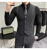 ( Jacket + Vest + Pants ) High-end Brand Boutique Fashion Solid Color Mens Casual Business Suit 3Piece Set Groom Wedding Dress - Image 28