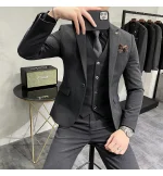 ( Jacket + Vest + Pants ) High-end Brand Boutique Fashion Solid Color Mens Casual Business Suit 3Piece Set Groom Wedding Dress - Image 21