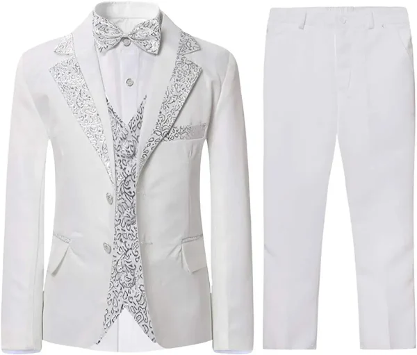 Boys' 5-Piece Slim Fit Gold Rim Suit - Image 7