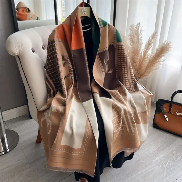 New Hot Winter Scarf Women Soft Cashmere Warm Pashmina Plaid Horse Print Scarves Wraps Thick Shawl Bufandas Tassel Stoles Hijabs - Image 23