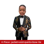 Boys' Navy Blue Floral Prom Suit - Image 10