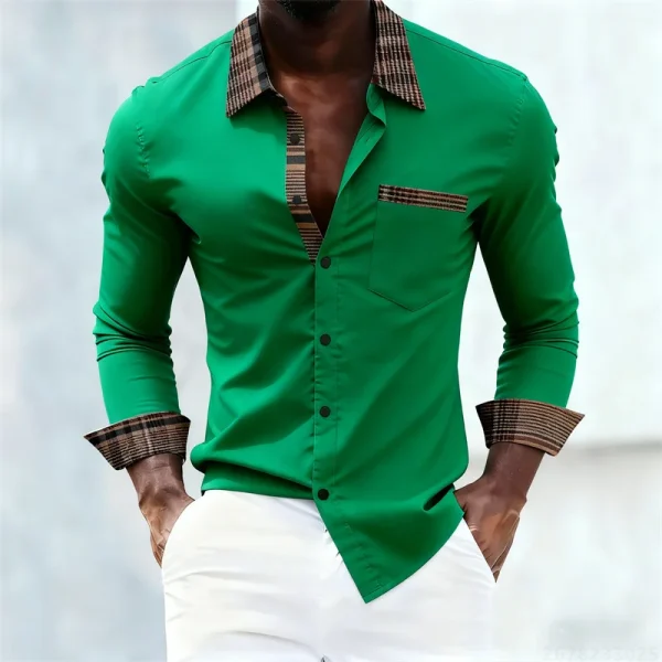 Men's shirt with plaid collar, trendy printed shirt, stylish and casual slim-fit long-sleeved shirt, suitable for everyday wear. - Image 26
